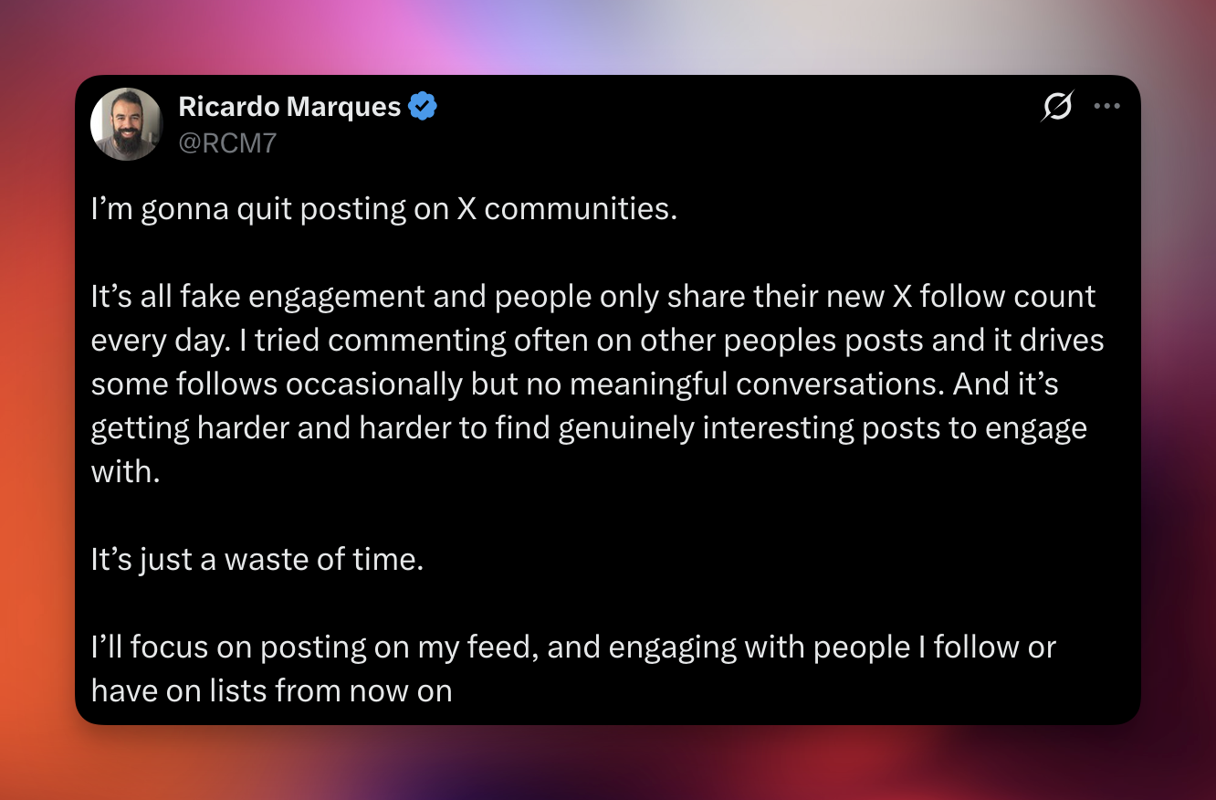 I’m gonna quit posting on X communities